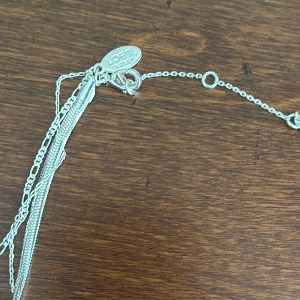 LOFT Outlet Women's Fashion Jewelry 3 Tier Silver Necklace OS NWOT - Picture 5 of 6